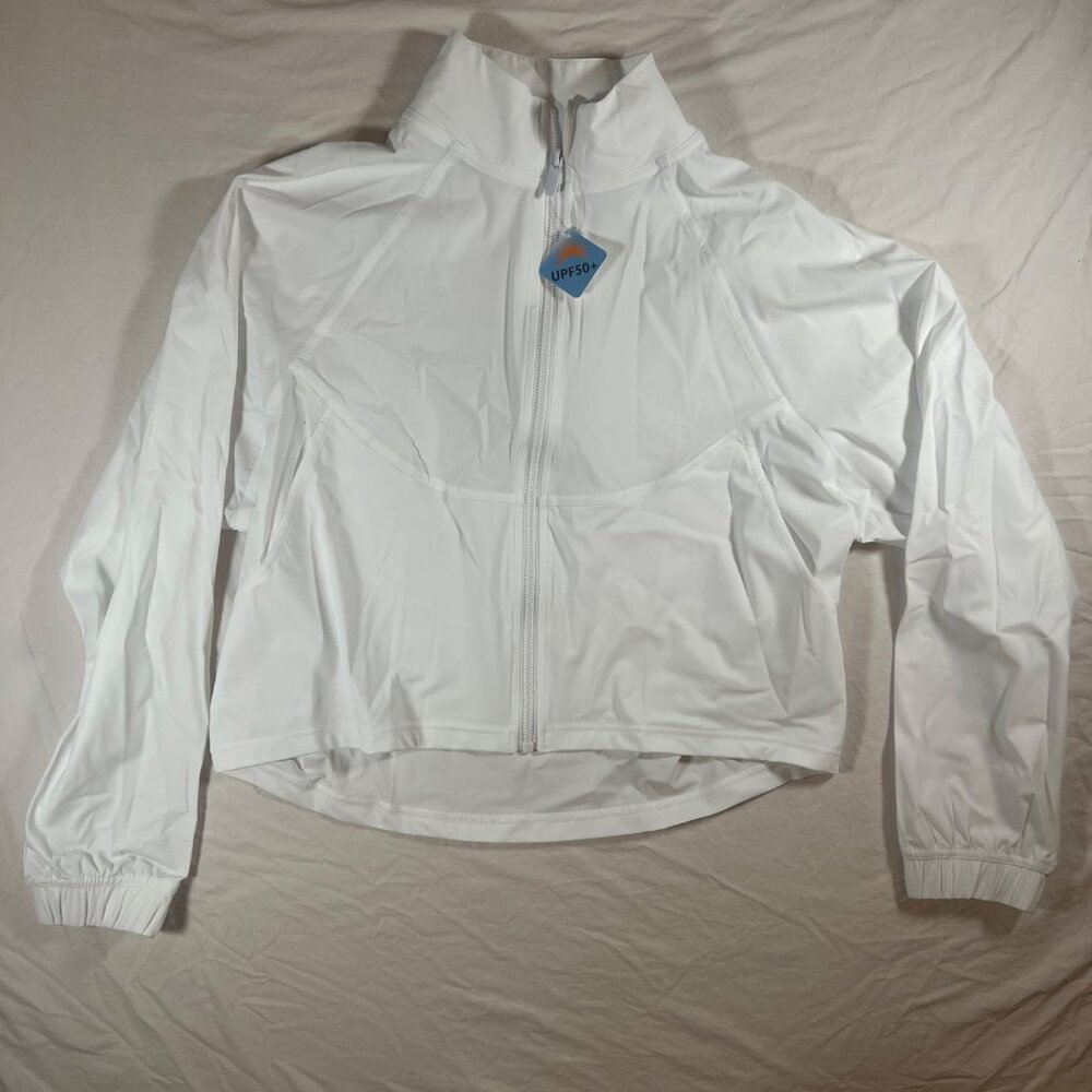 SPF 50 Full Zip Lightweight Athletic Jacket White SZ S/M